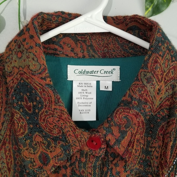 Coldwater Creek Womens Brown Paisley Sequin Button Down Jacket Collared … - Picture 2 of 9